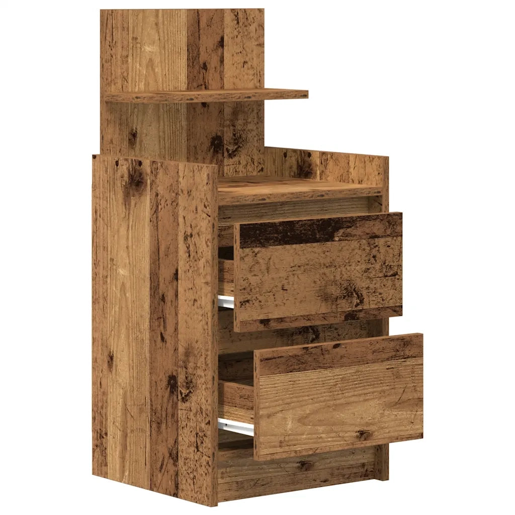 Comodino con 2 Cassetti Legno Antico 38x34x80 cm 861369