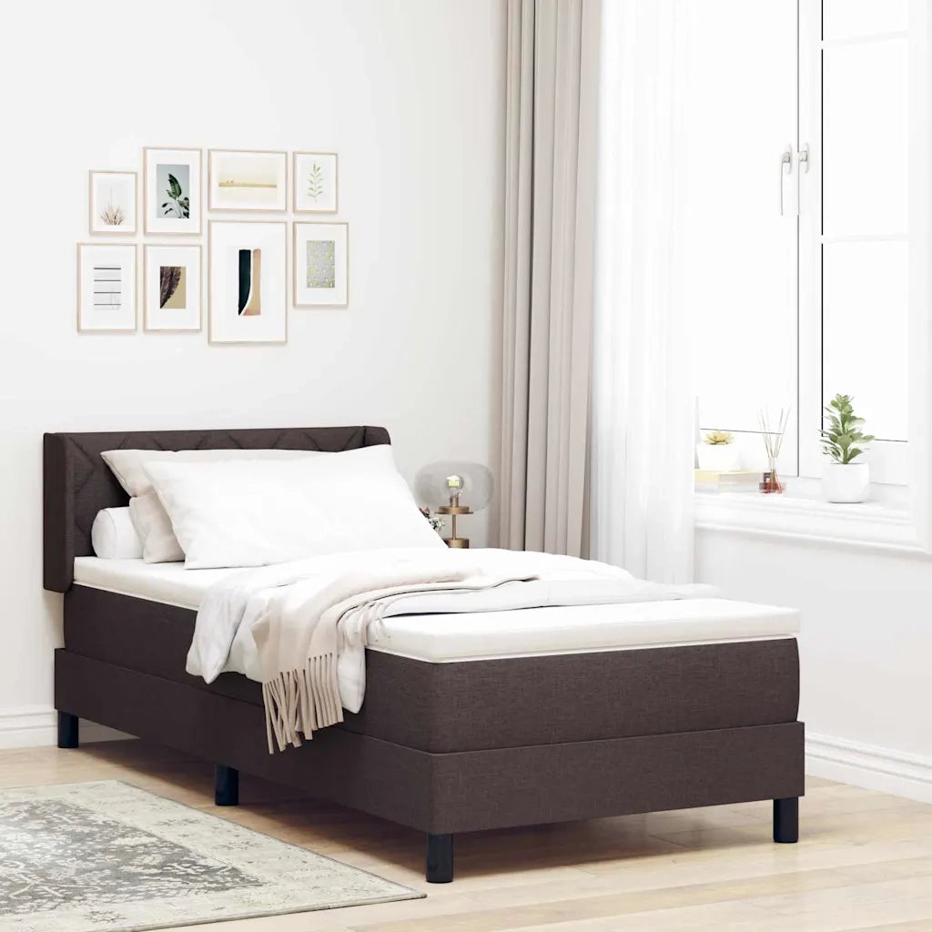 Letto a molle con testiera Marrone Scuro 200 x 100 cm Tessuto 3341156