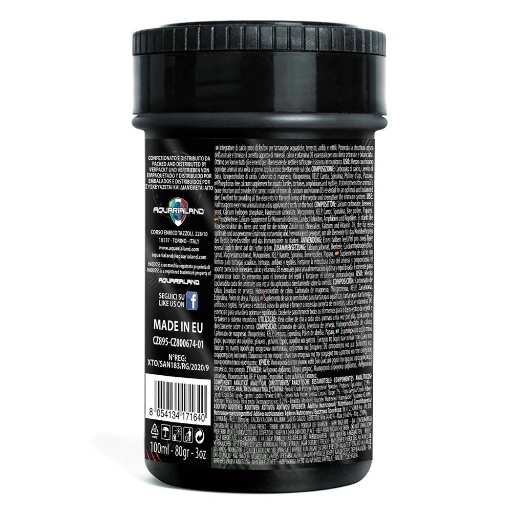 Haquoss Repti Calcium +D3 100ml/80gr - Puro calcio in polvere (39%) con vitamina D3