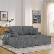 Divano Letto 2 Posti Relax ¨C MINIMAL ¨C Grigio, Velluto a Coste, con Cuscini