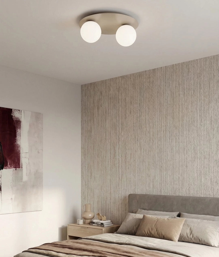Plafoniera SOLAR 2 luci vetro bianco-beige Emibig