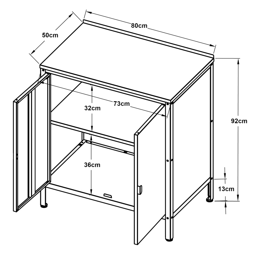 Mobiletto/scaffale da giardino 92 x 80 x 50 cm acciaio laccato grigio opaco 03_0008880