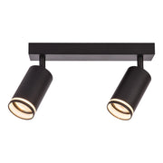 Plafoniera nera moderna a barra 2 spot GU10 Pipe Milagro