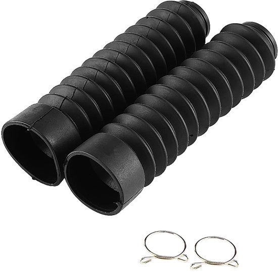 Coprimozzo antivibrazioni per forcella anteriore - 2 pezzi - Gomma - 205x42mm - Protezione shockdemper - Gamaschi stivale - Facile da installare - Coprimozzo forcella anteriore