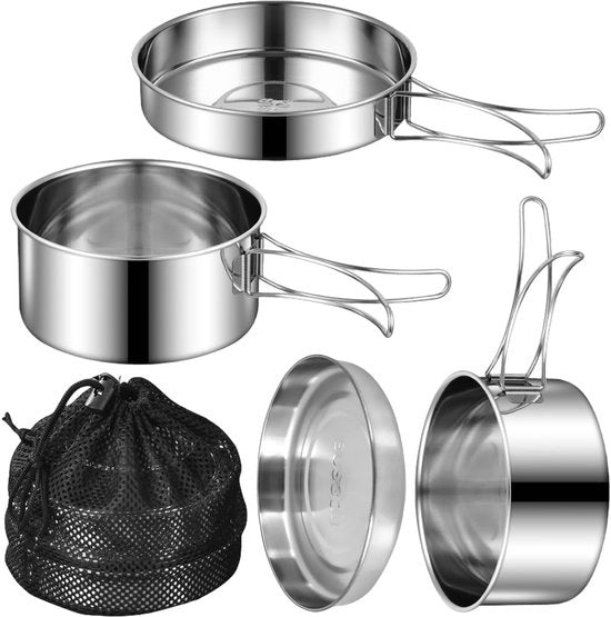 Set di Cucina da Campeggio 4 pezzi - Portatile e Ripiegabile