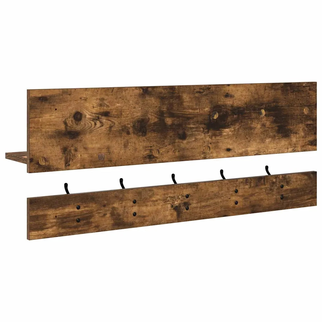 Appendiabiti a muro con lo scaffale Rovere fum¨¦ 90 x 15 x 36 cm CFW5265426