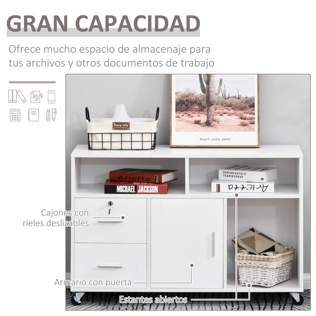 Scrivania con cassetti e scaffali ¨C Minimal ¨C Bianco 100x35x65 cm