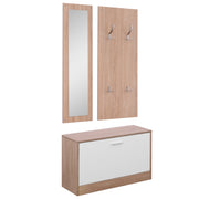 Mobile per Ingresso con Scarpiera, Appendiabiti e Specchio ¨C Minimal ¨C Legno, 80x27x46.5 cm