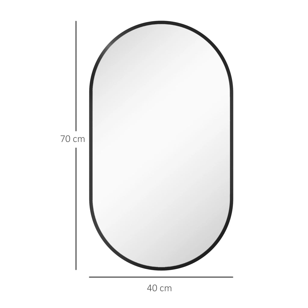 Specchio da bagno ovale con cornice alluminio ¨C Minimal ¨C 40x70 cm nero
