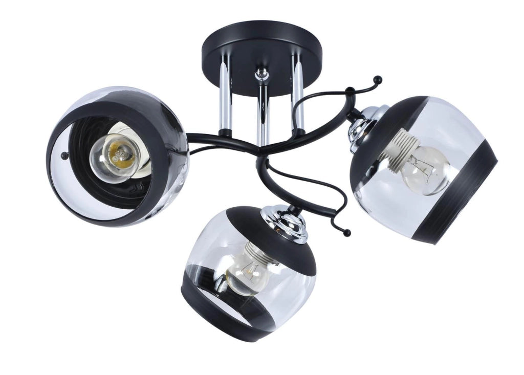 Lampadario Alemria Lampex 966/3 3 luci E27 nero cromo