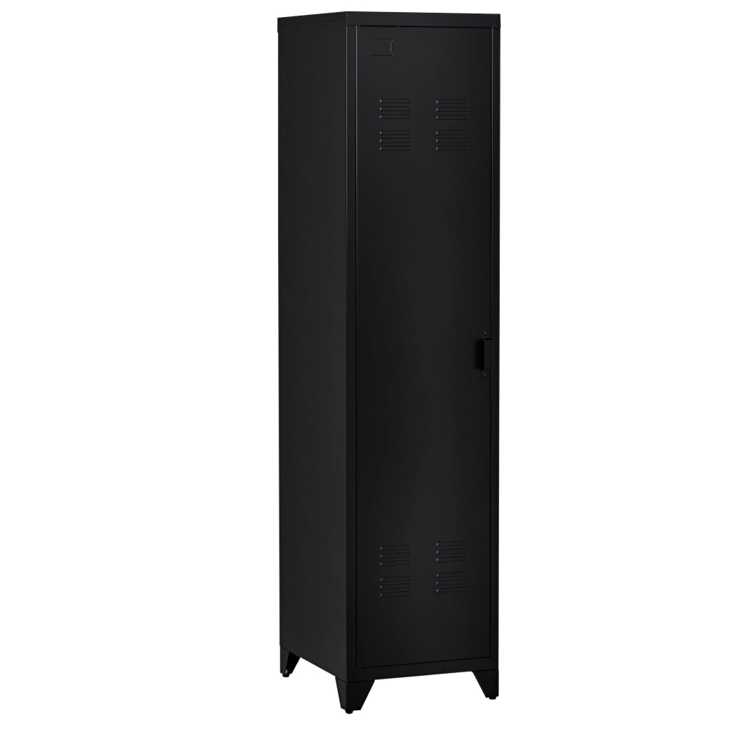 Armadietto Metallico Stile Industriale a un'Anta per Ingresso e Camera, 43x50x180cm, Nero