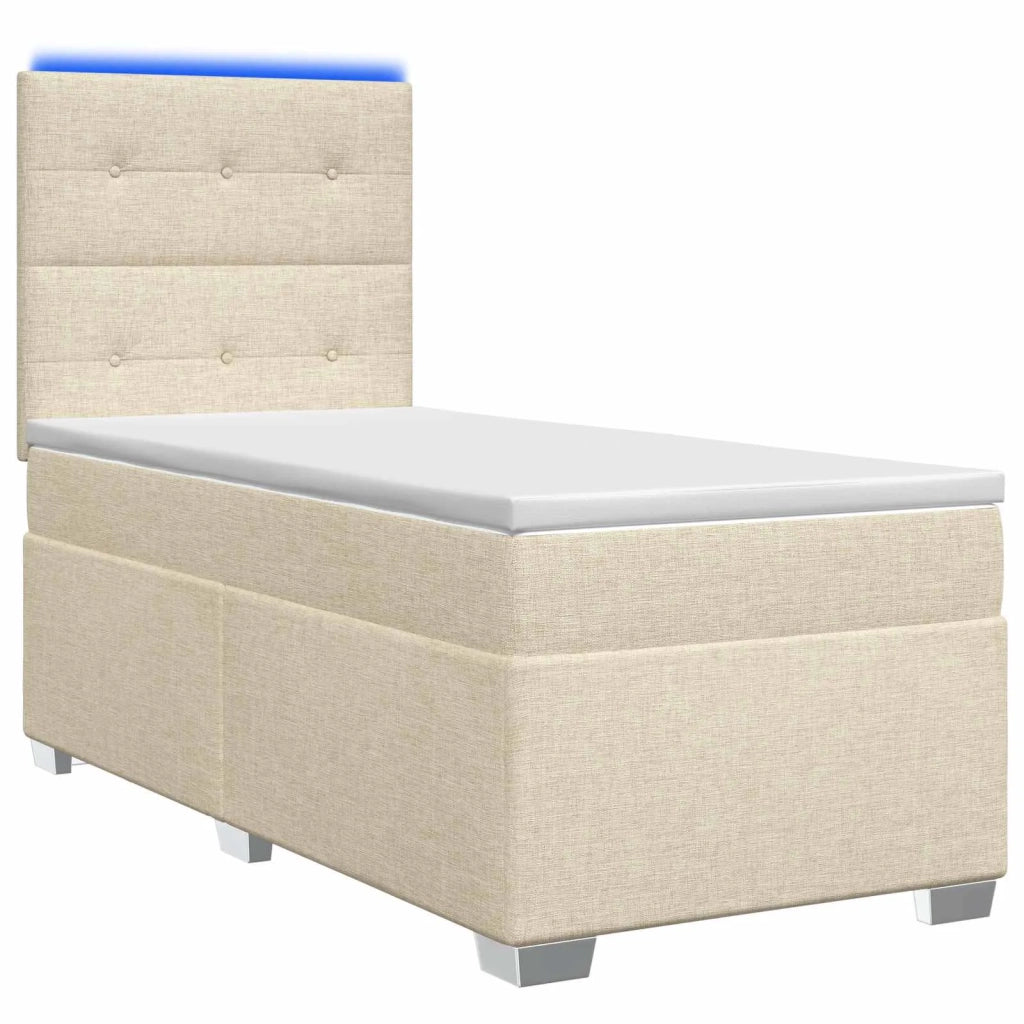 Letto box spring con materasso Crema 100 x 200 cm Tessuto 3454808
