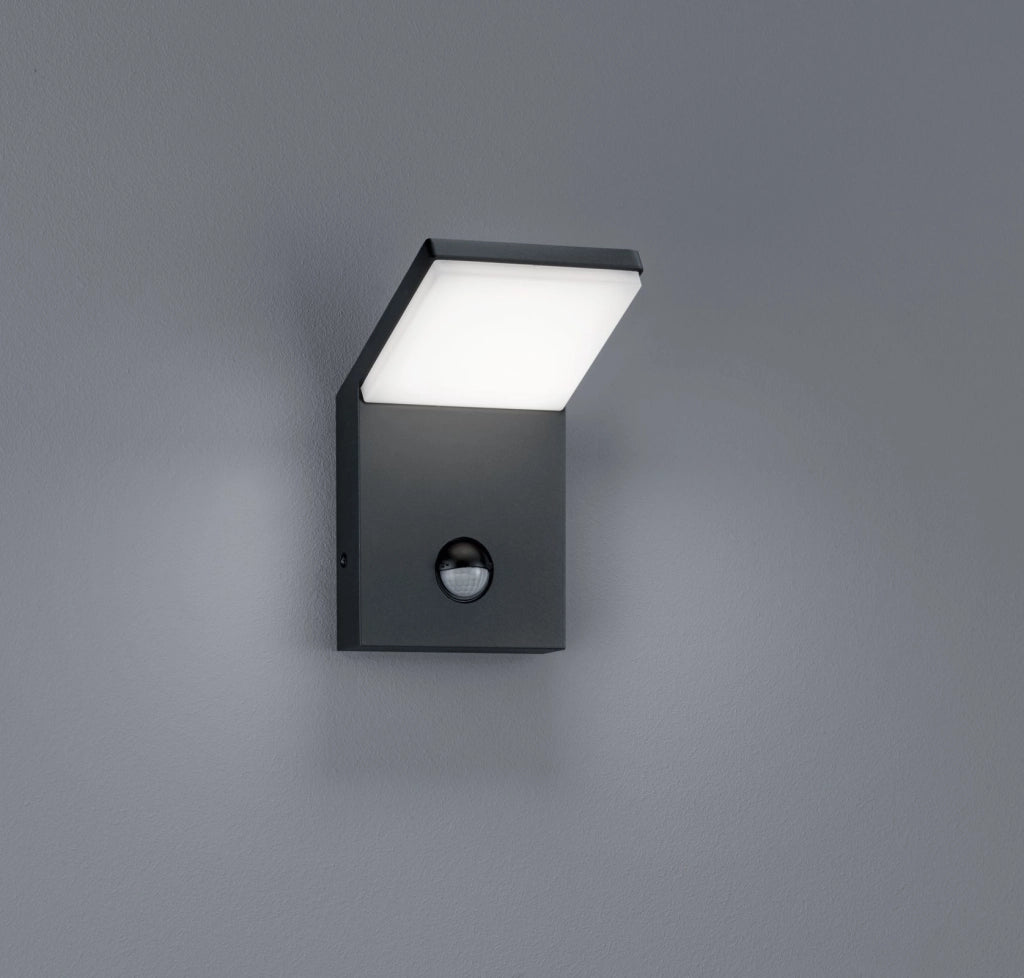 PEARL APPLIQUE LED ALLUMINIO CON SENSORE GRIGIO ANTRACITE CM.16X10 LED 8W 900lm, 3000K IP54