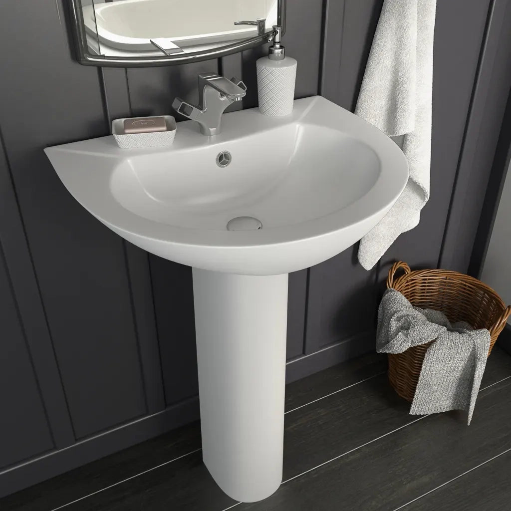 Lavandino a Colonna in Ceramica Bianca 520x440x190 mm 142999