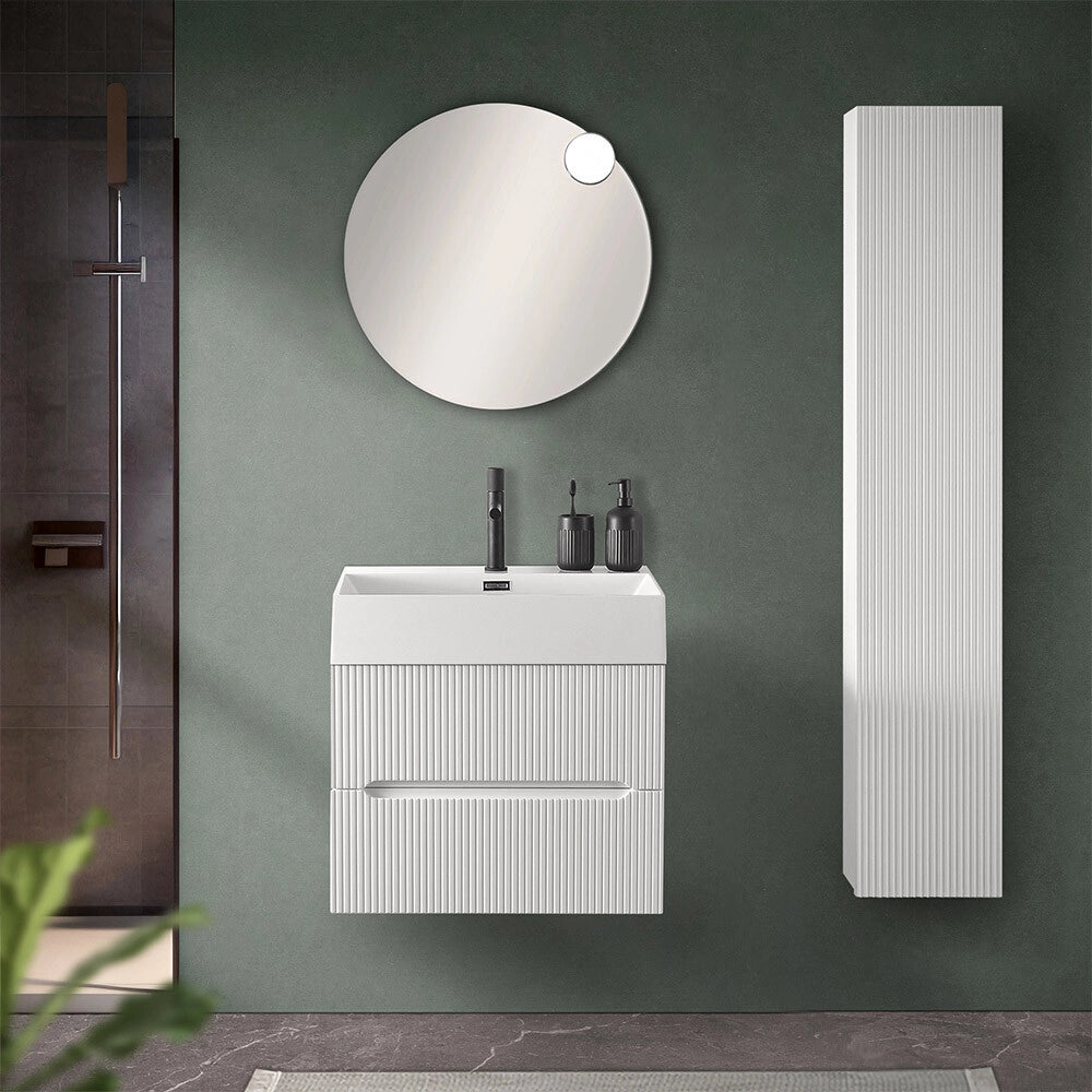Mobile bagno sospeso cannettato 60 cm bianco opaco Bali