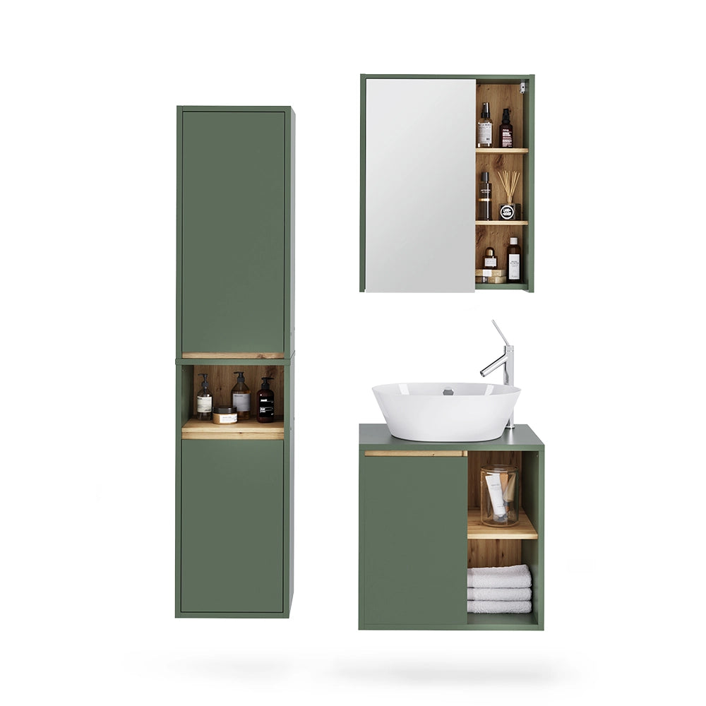 Vicco Set di mobili da bagno Verde/Artigianale 3 parti