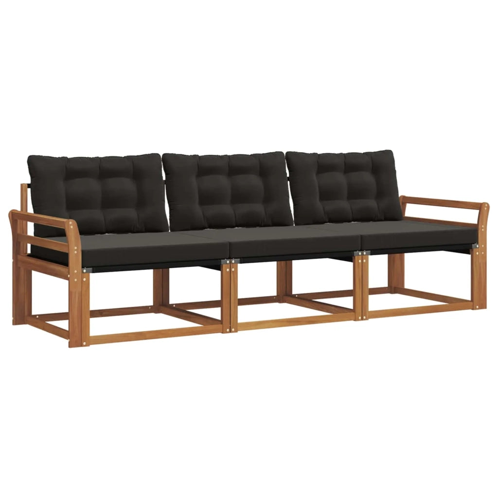 Set di divani da esterno con cuscino 3 pcs Naturale e Nero 3369147