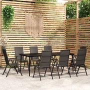 Set da Pranzo per Giardino 9 pz con Cuscini Nero 3099112