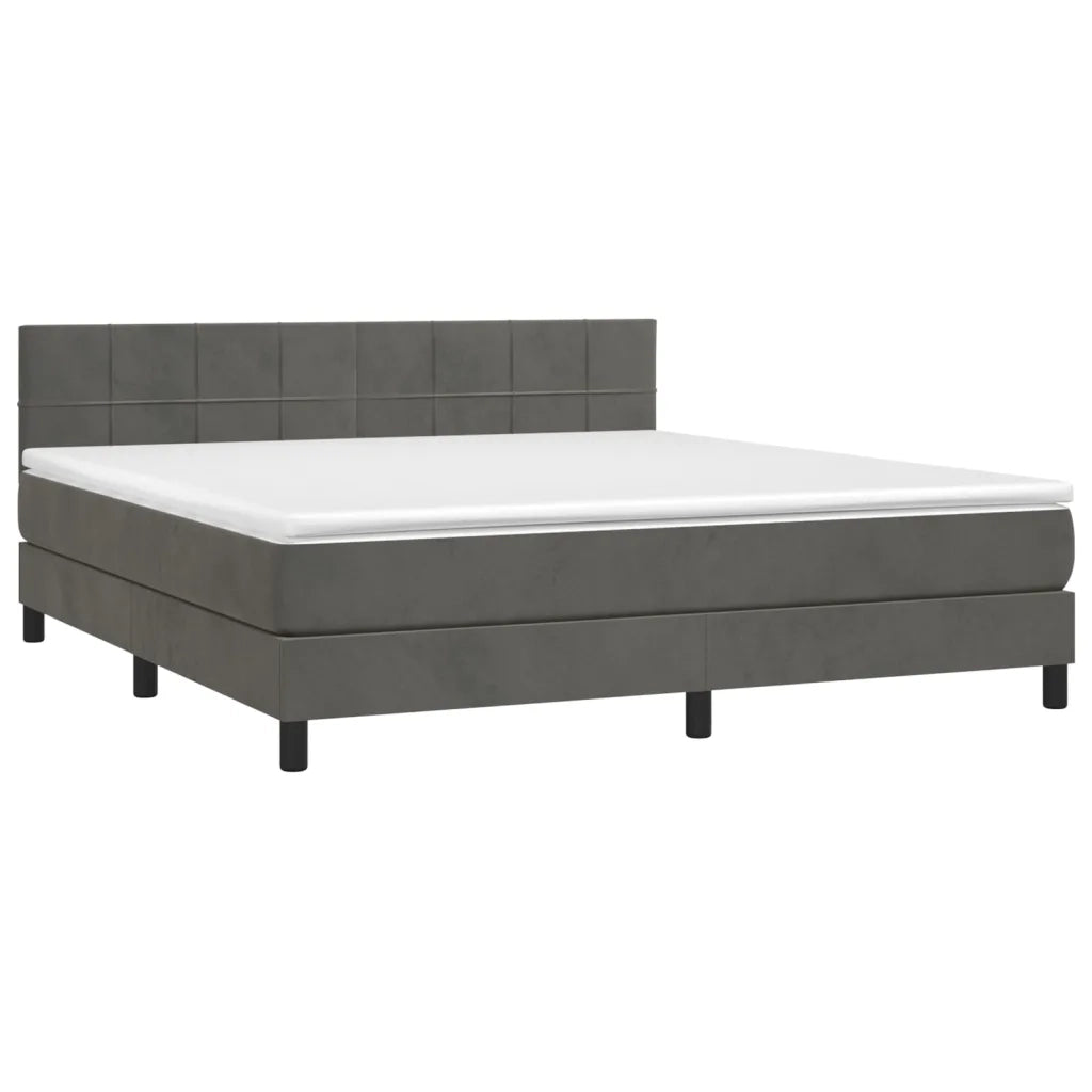 Letto a Molle con Materasso e LED Grigio Scuro 160x200 cm 3134412