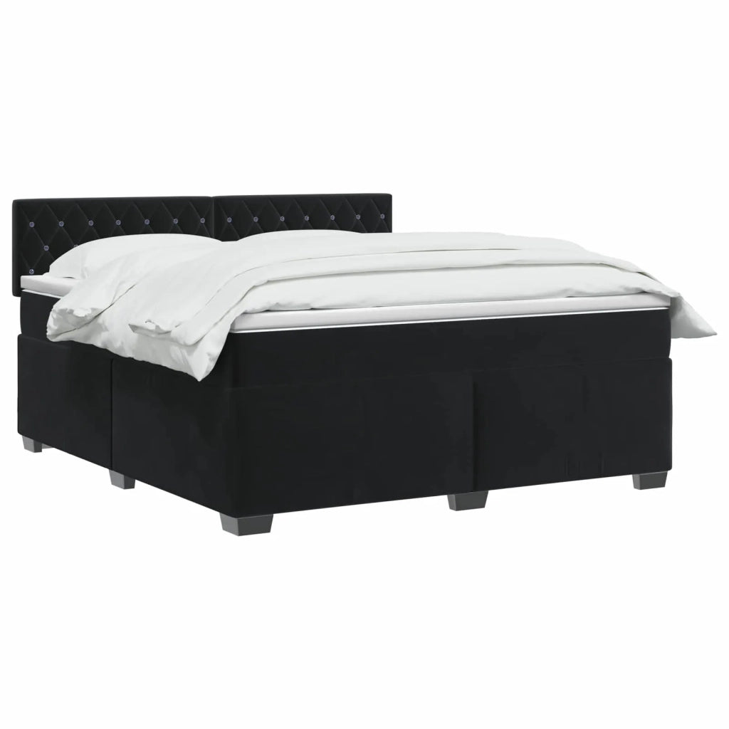 Letto con Box Spring, Materasso e LED Nero 160 x 200 cm Velluto 3452206