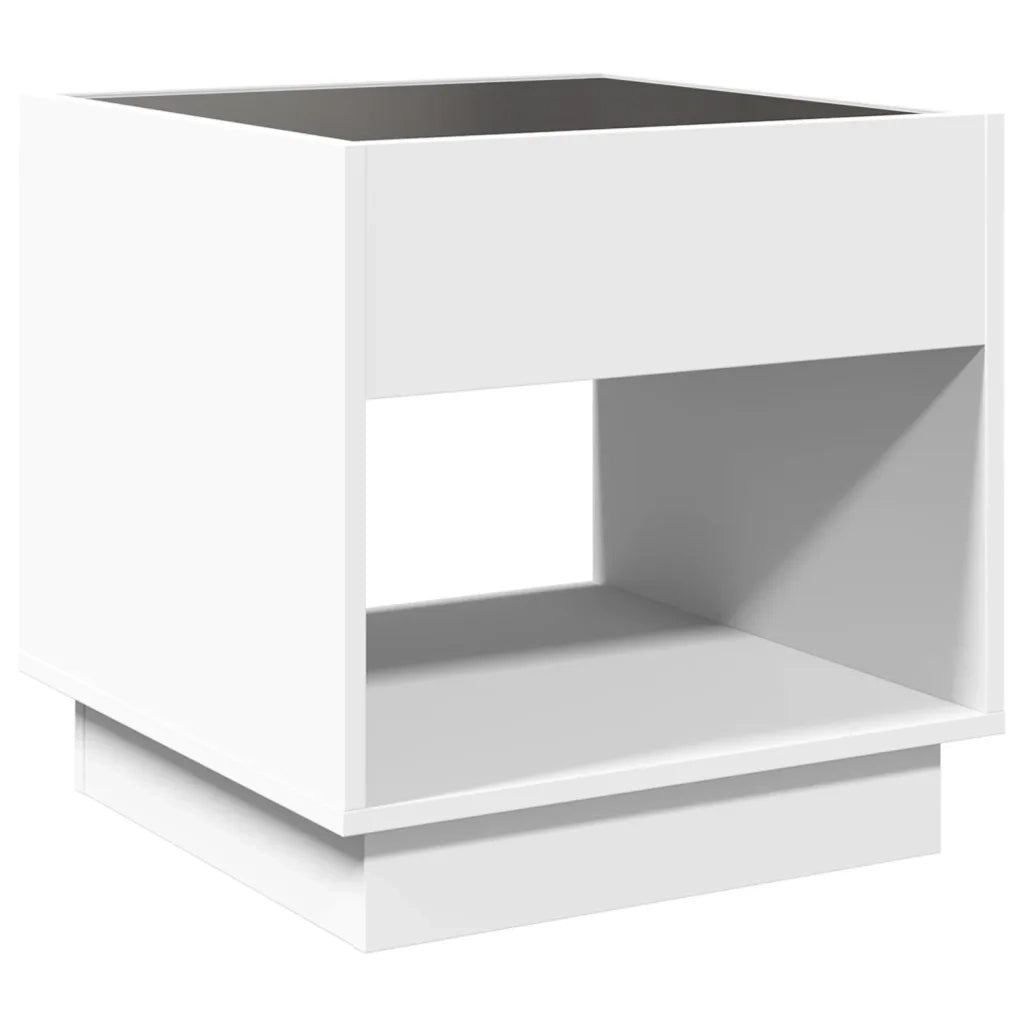 Comodino | Armadio da Notte | Mobiletto da notte con LED Infinity Bianco 50x50x50 cm