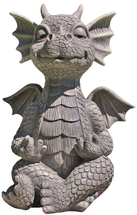 Statua di drago per giardino e casa - colore grigio - drago Buddha - effetto accattivante - adatto a ogni stile di decorazione - dimensioni 60 cm