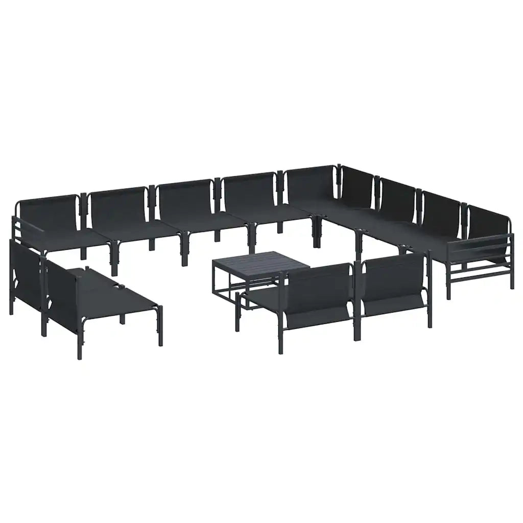 Set Divano da Giardino con cuscino 13 pcs Nero Acciaio