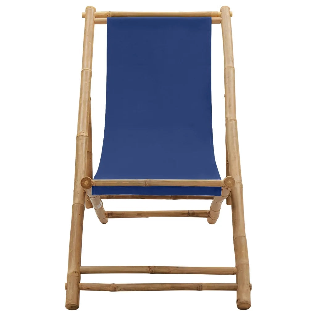 Sedia da Giardino | Sedia a Sdraio in Bamb¨´ e Tela Blu Marino