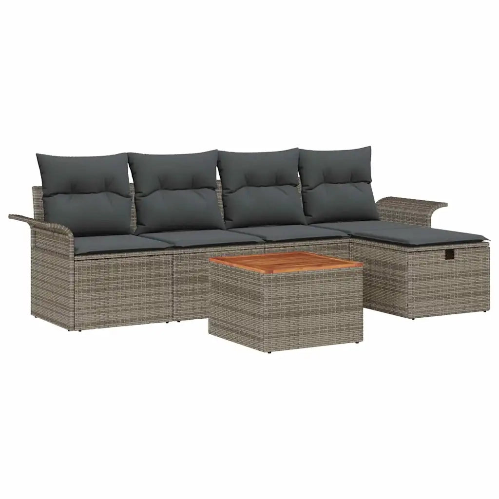 Set Divano da Giardino con cuscino 6 pcs Grigio Poly Rattan 3360779