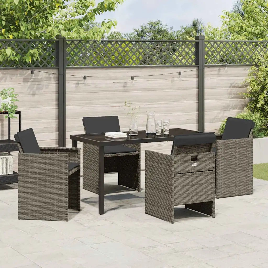 Set da Pranzo per Giardino con cuscino 5 pcs Grigio polyrattan 3379949