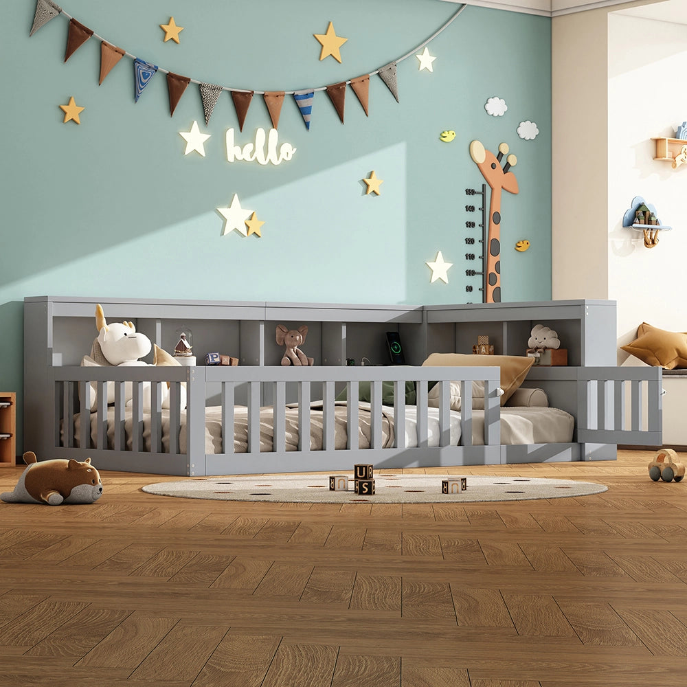 Daybed - Xylo - 90x200 cm USB balaustra grigio