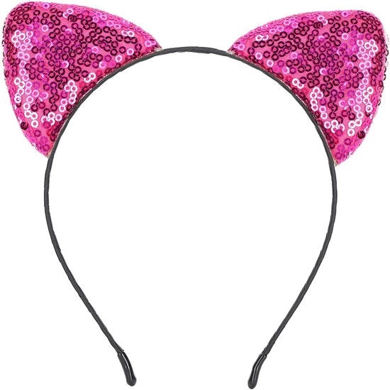 Banda per capelli con orecchie di gatto - Pailletton reversibili - Progettata per prevenire lo slittamento - Accessorio per capelli per bambine - Luccicante con decorazioni brillanti - Adatta per decorazioni di festa