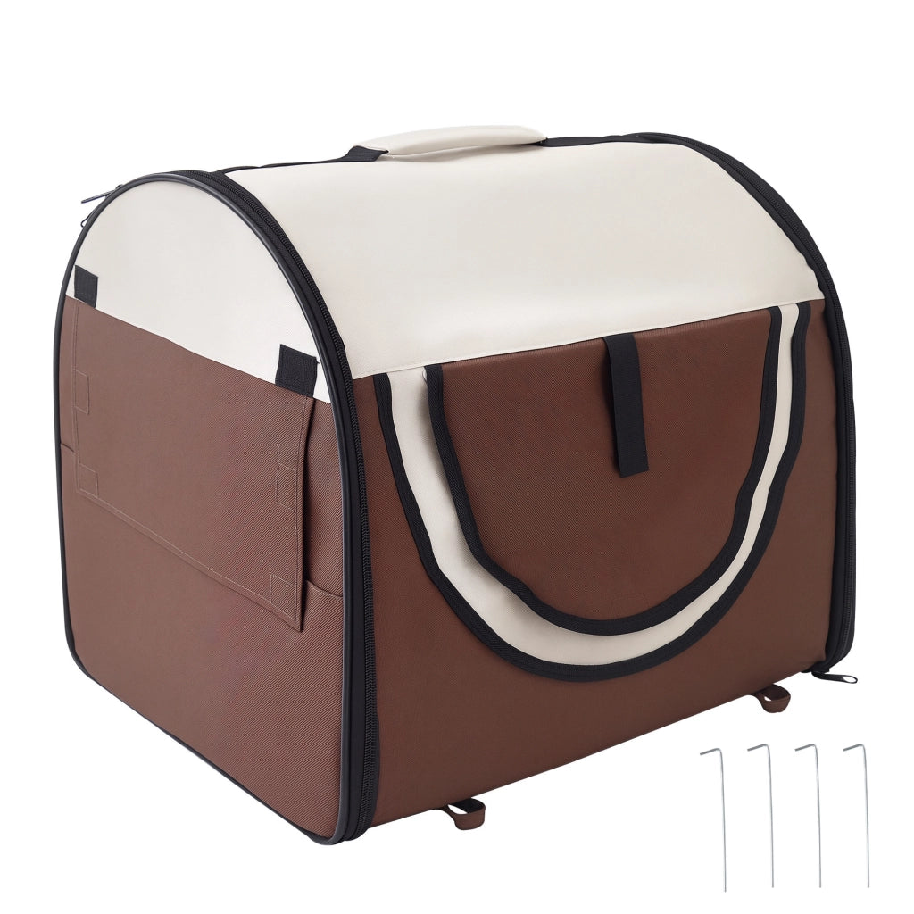 EasyComfort Trasportino Gabbia da Trasporto per Cani Gatti e Animali Domestici Pieghevole, 61x46x51cm, Caffè