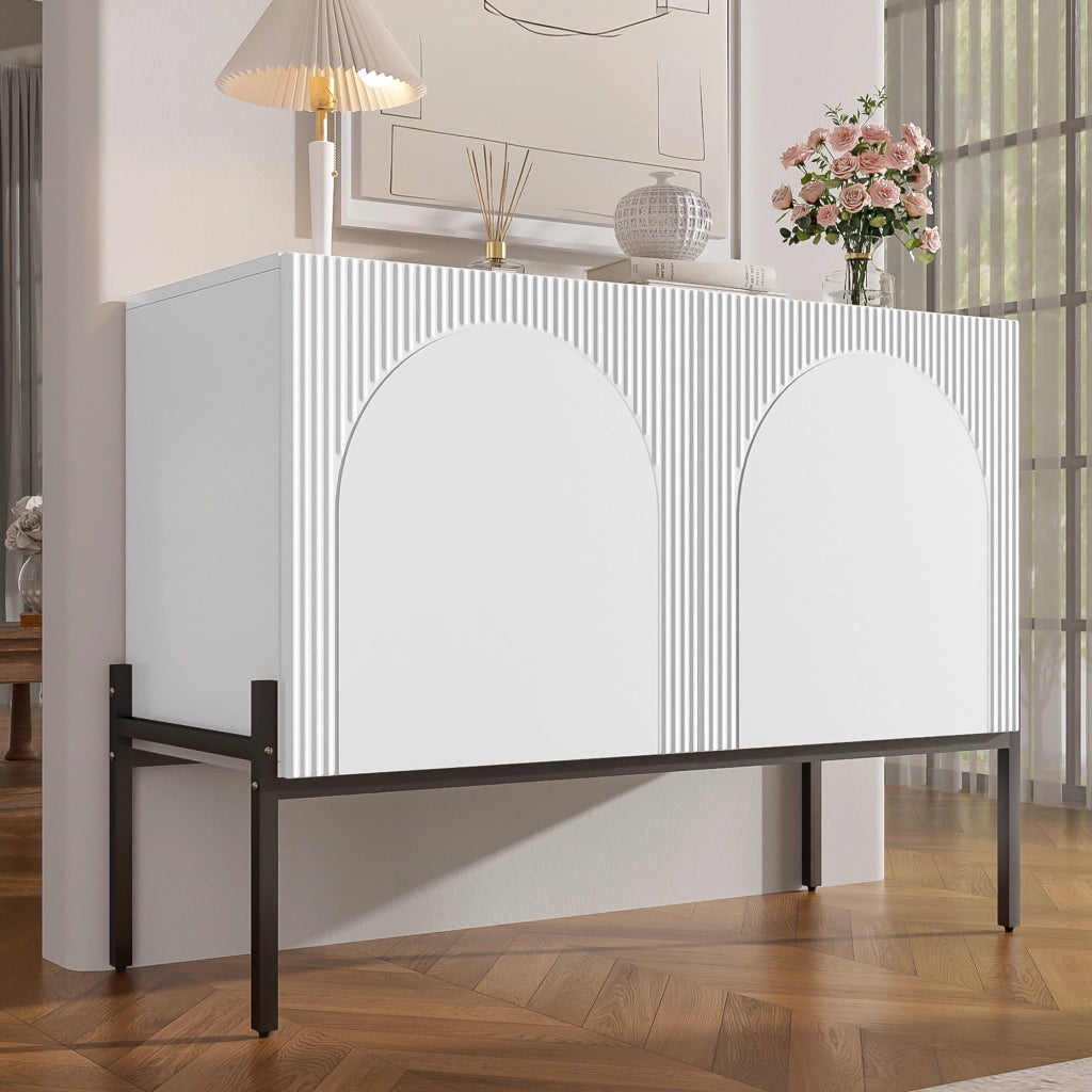 SIDEBOARD a 2 ante 100x40x75 cm in pannello di legno bianco