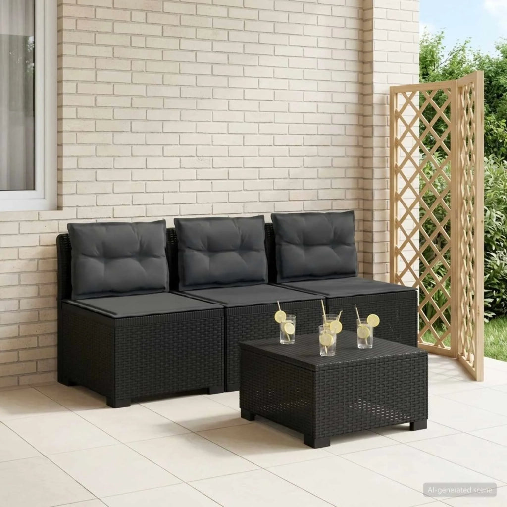 Divano da esterno-Divano da Giardino 3 posti con cuscini in look rattan PP 630700