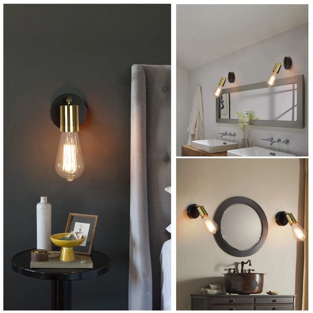 ZMH Faretto da soffitto vintage E27 nero oro a sospensione