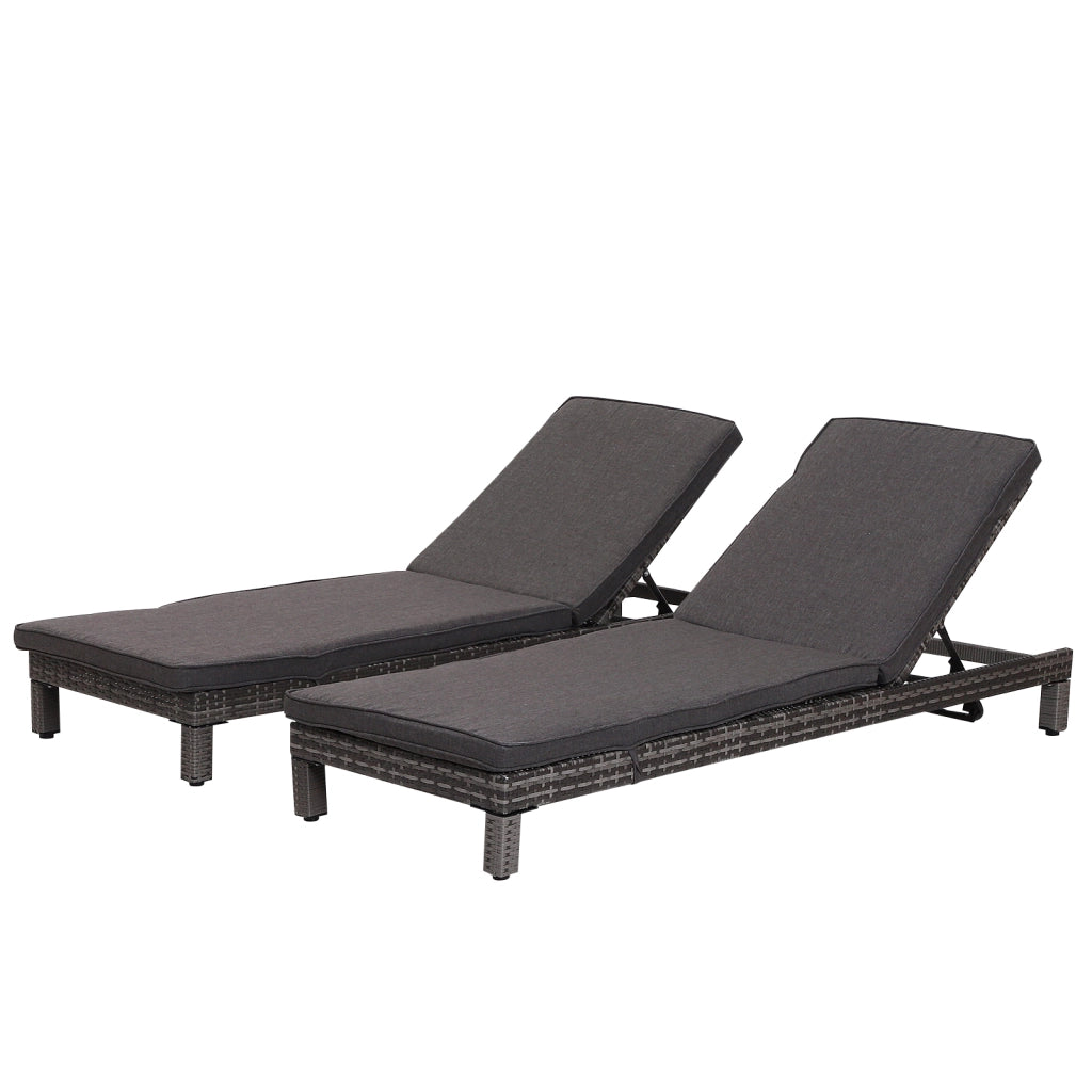 Set 2 Sdraio da Giardino con Cuscini Imbottiti Regolabili ¨C Xylo ¨C Grigio