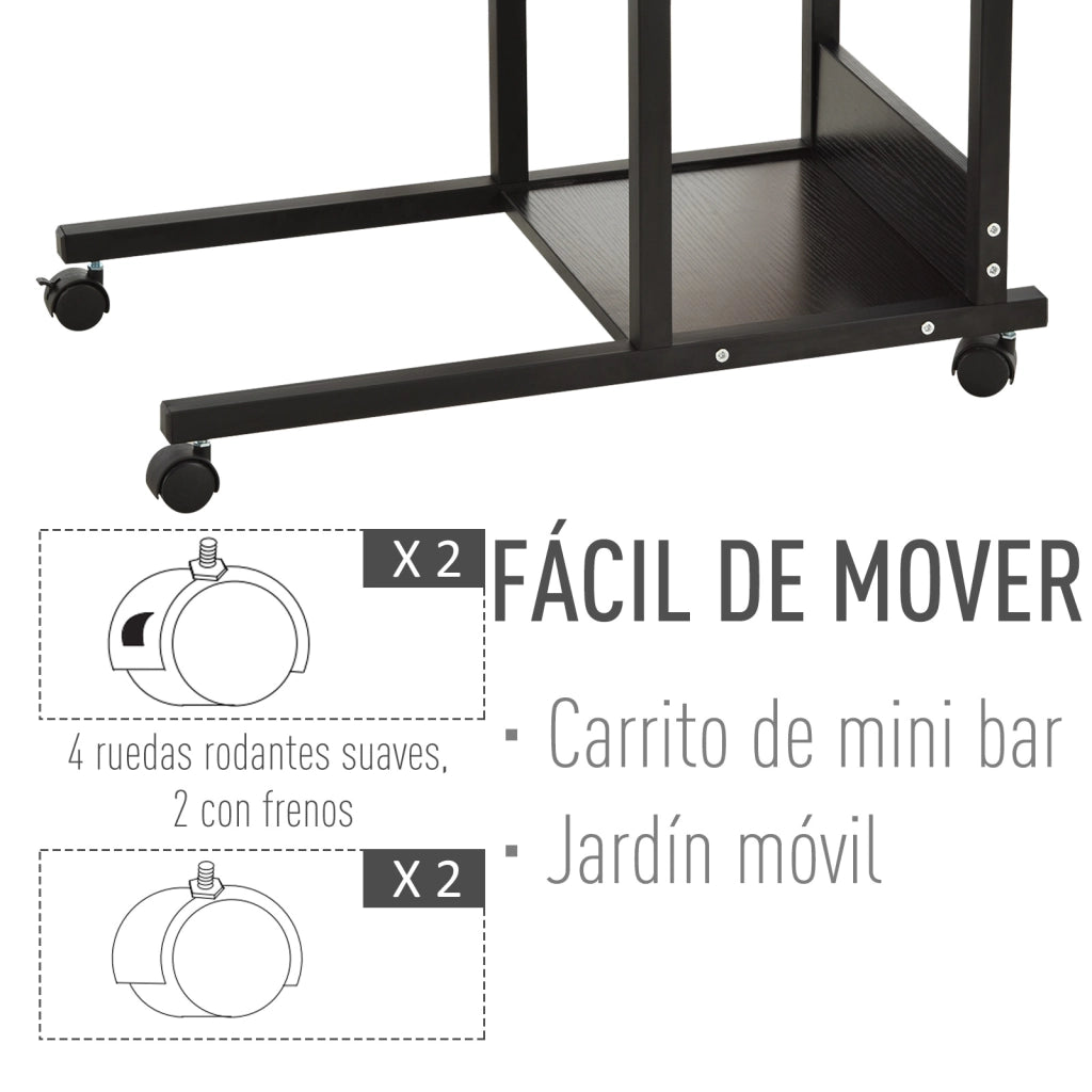 Tavolino da caff¨¨ con ruote ¨C Minimal ¨C Nero 80x40 cm