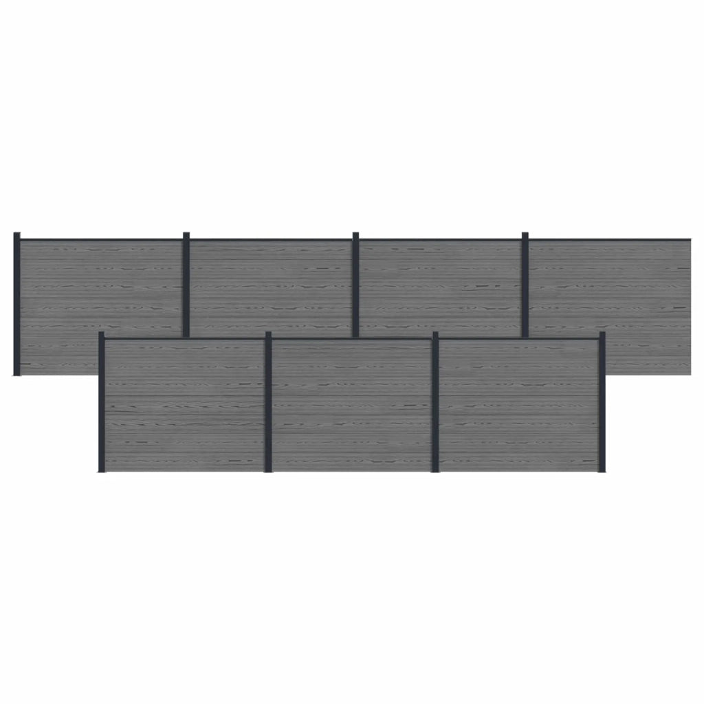 Pannello di Recinzione 7 pcs WPC e Alluminio Grigio