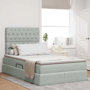 Letto con contenitore e LED Grigio chiaro 120 x 190 cm Velluto