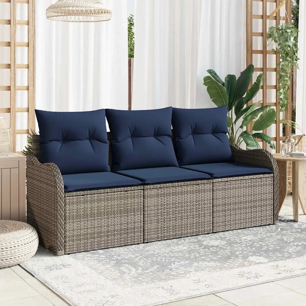 Set Divano da Giardino 3 pz Grigio polyrattan 3345565