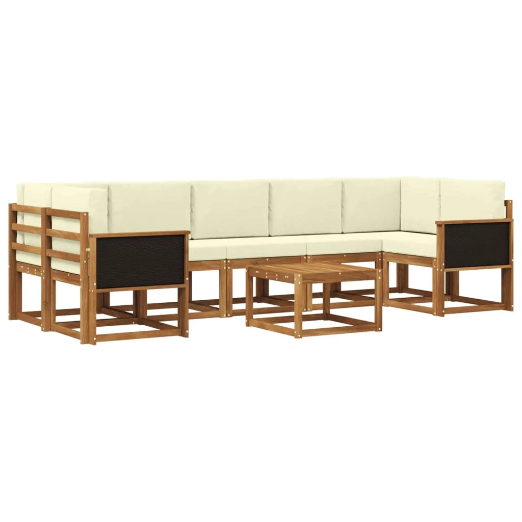 Set di divani da esterno 6 pz Naturale e Crema 3385061