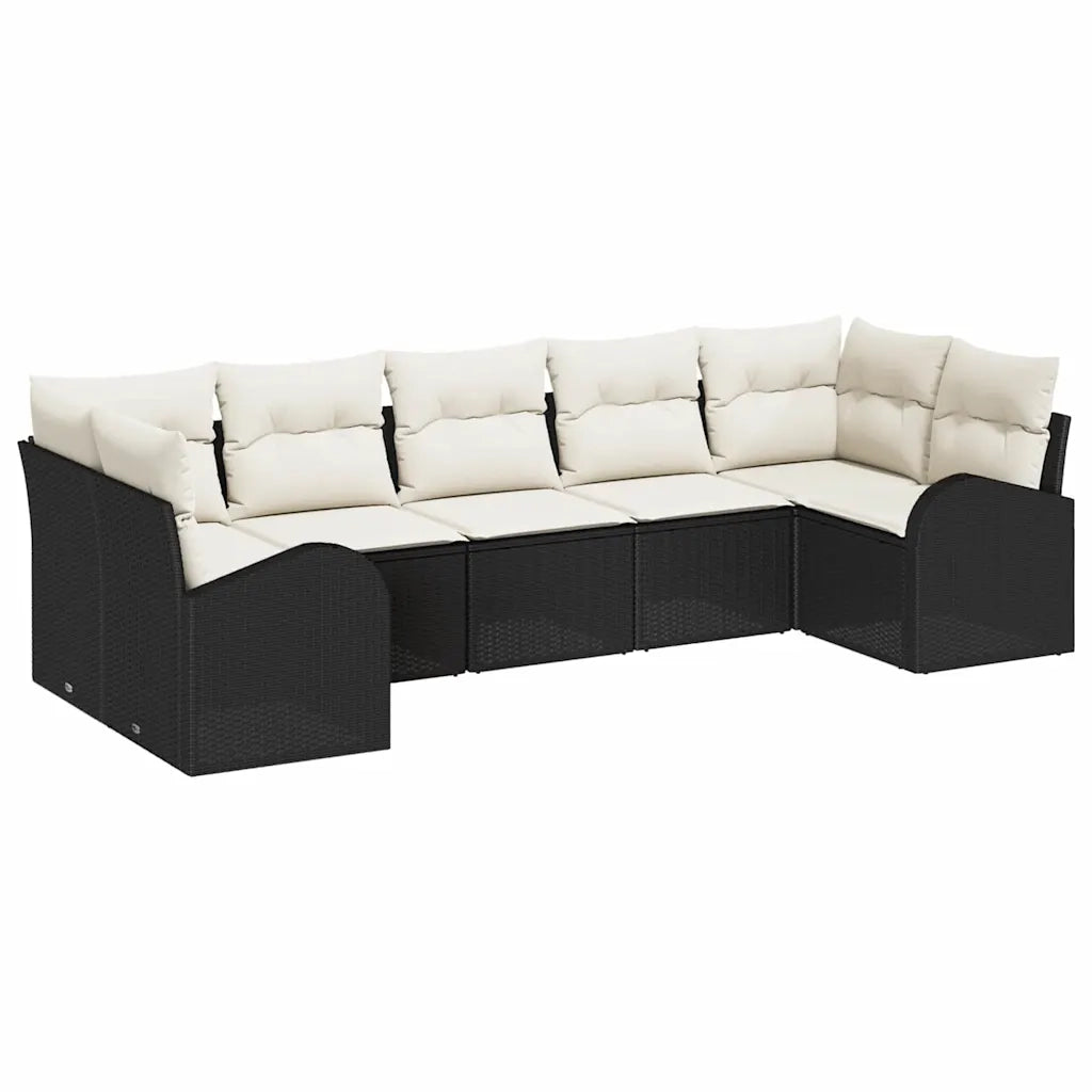 Set Divano da Giardino 7 pcs Nero e Bianco polyrattan 3354856