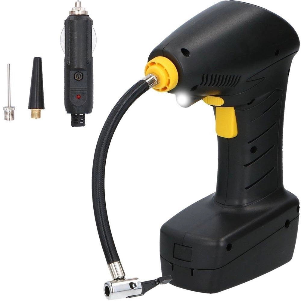 Trade Shop - Compressore Aria Auto Portatile 12v Ruote Auto Con Luce Led Beccucci Gonfiabili -