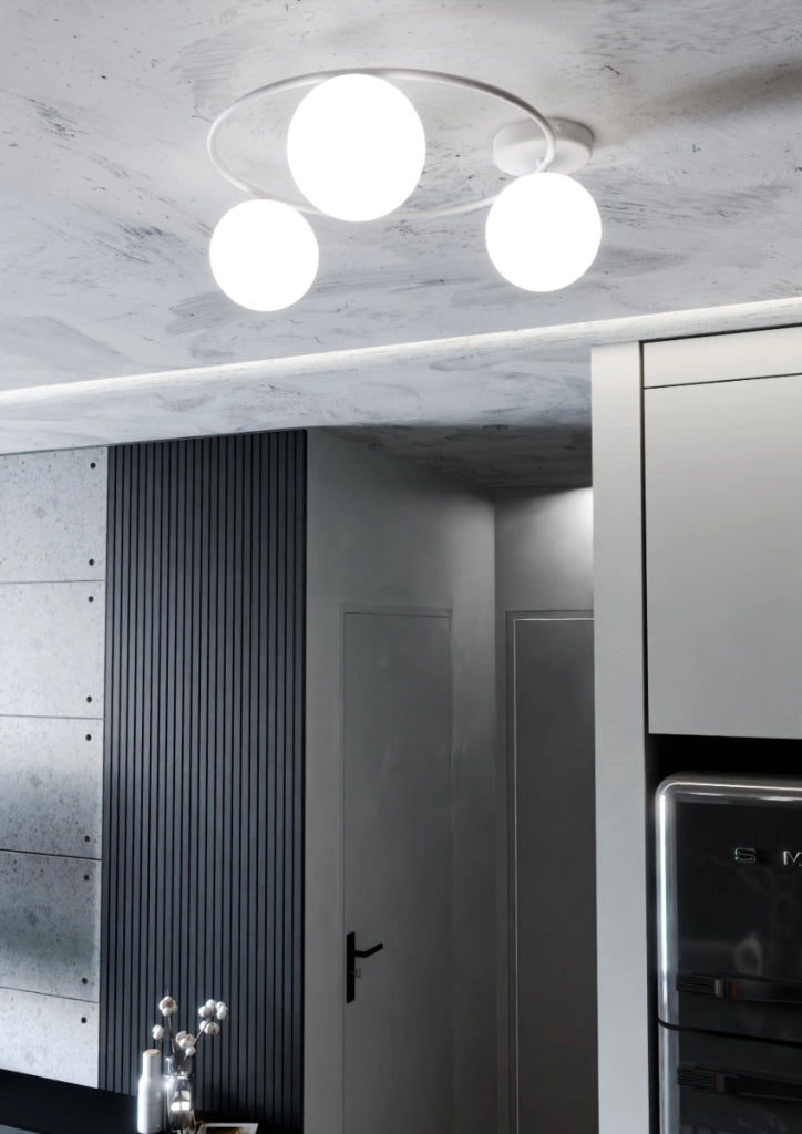 Plafoniera Emibig Sopra 3 luci E14 vetro bianco dimmerabile