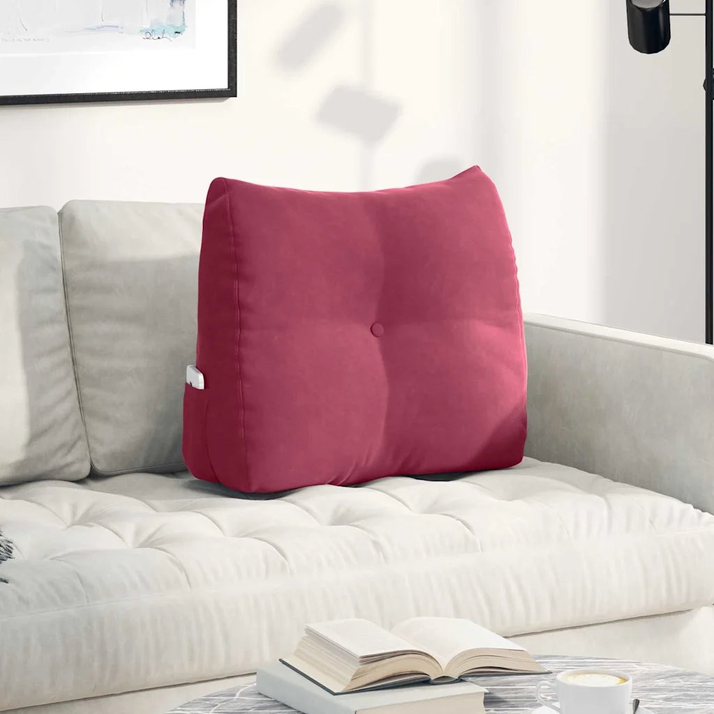 Cuscino per Schiena | Cuscino dorsale Rosso Vino 60 x 24 x 50 cm Velluto