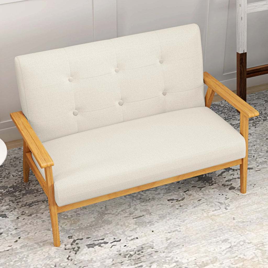 Divano 2 posti ¨C Minimal ¨C beige tessuto trapuntato