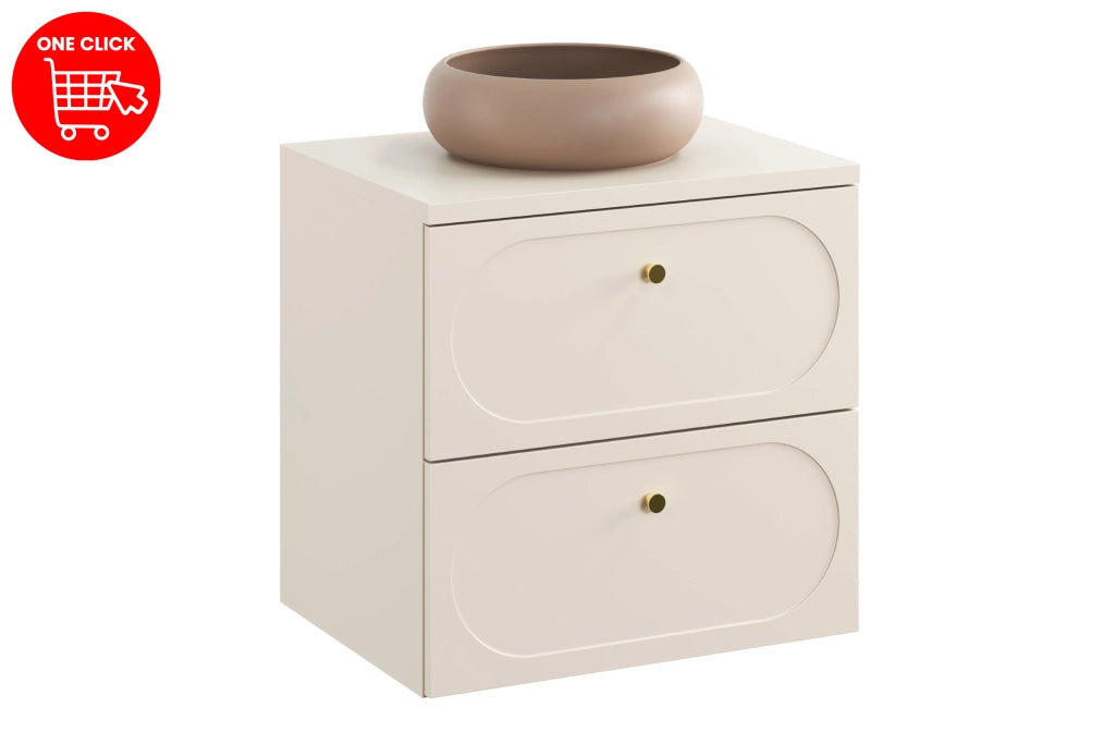 Set mobili bagno 60 cm con piano e lavabo da appoggio Wiki Donna Sand 60 cm