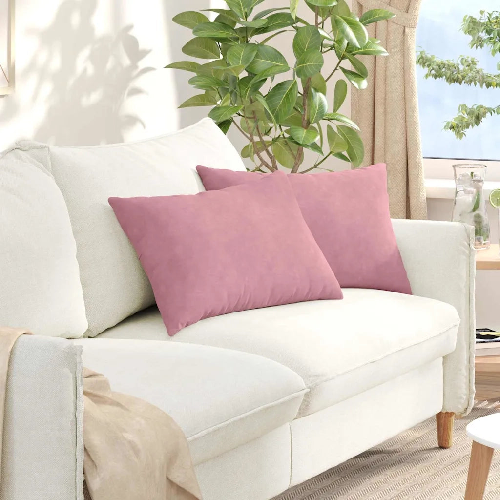 Cuscini da Divano 2 pz-Set di 2 Cuscini per Sofa Rosa 60 x 40 cm Tessuto in Cords