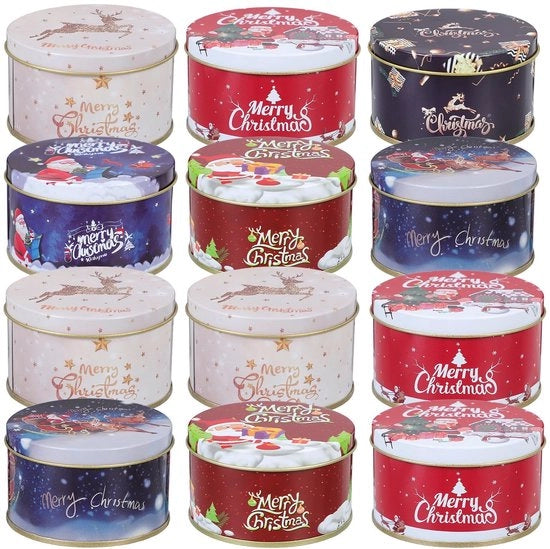 Dulci di Natale in Scatola di Metallo da 12 Stuks - Cadeau con Cassetta di Metallo - Cassetta di Caramelle - Cassetta di Dolci - Cadeau con Cassetta di Metallo - Cassetta di Dolci in Metallo da 12 Stuks - Sicuro e affidabile